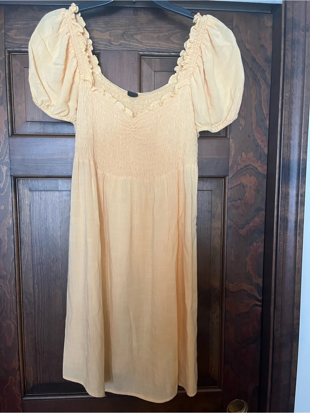 wild fable Yellow Puff-Sleeve Smocked Mini Dress